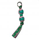 Handpainted Pink & Green Golf Zipper Pull