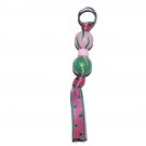 Handpainted Pink & Green Zebra Zipper Pull