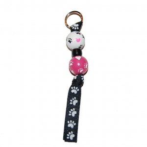 Handpainted Puppy Paws and Hearts Zipper Pull