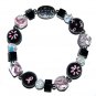 Hand-painted Pink & Black Ribbon Breast Cancer Awareness Stretch Bracelet