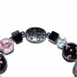 Hand-painted Pink & Black Ribbon Breast Cancer Awareness Stretch Bracelet