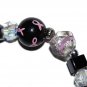 Hand-painted Pink & Black Ribbon Breast Cancer Awareness Stretch Bracelet