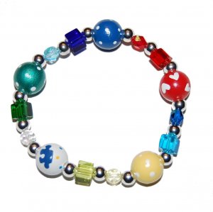 *New*- Hand-painted Autism Awareness Adult Stretch Bracelet