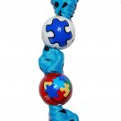*New*- Hand-painted Autism Awareness Heart Grosgrain Ribbon Keychain