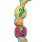Fiesta Party Hand Painted Keychain (striped ribbon)