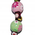 Pink Girly Flowers Hand Painted Keychain