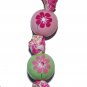 Pink Girly Flowers Hand Painted Keychain