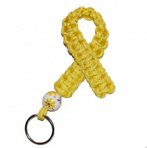 Hand-painted Pediatric Cancer Awareness Flower Paracord Keychain