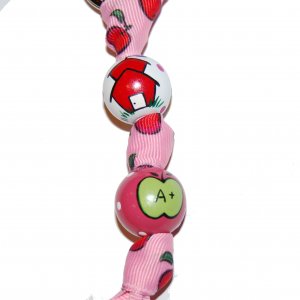Handpainted Trendy Pencil Teacher Gift Grosgrain Ribbon Keychain