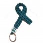 Hand-Painted Teal Ribbon Awareness Paracord Keychain