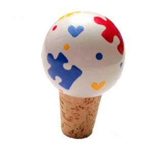 Handpainted Autism Awareness Puzzle Wine Stopper