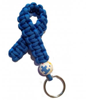 Hand-Painted Autism Awareness Puzzle Paracord Keychain