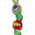 Handpainted Green Apple Teacher Grosgrain Ribbon Keychain