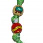 Handpainted Green Apple Teacher Grosgrain Ribbon Keychain