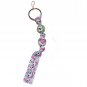 Pink Heart and Skulls Handpainted Grosgrain Keychain