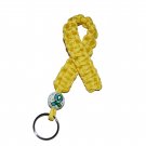 Hand-Painted Yellow Ribbon Troops Support Paracord Keychain