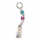 Handpainted World Teacher Grosgrain Ribbon Keychain