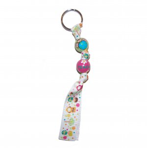 Handpainted World Teacher Grosgrain Ribbon Keychain