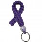 Hand-Painted Purple Ribbon Awareness Paracord Keychain