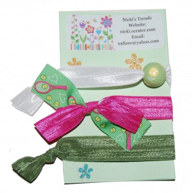 Handpainted Tennis Foldover Elastic FOE Hair Tie Bracelets - Set of 3