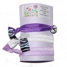 Handpainted Purple Zebra Print Foldover Elastic FOE Hair Tie Bracelets - Set of 3