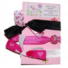 Handpainted Breast Cancer Awareness Foldover Elastic FOE Hair Tie Bracelets - Set of 3