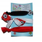 Handpainted Soccer Foldover Elastic FOE Hair Tie Bracelets - Set of 3
