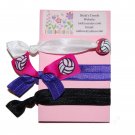 Handpainted Volleyball Foldover Elastic FOE Hair Tie Bracelets - Set of 3