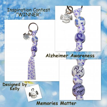 Handpainted "Memories Matter" Alzheimer Awareness Forget Me Not Keychain