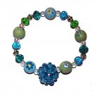 Handpainted Flowers "Sparkle" Adult Stretch Bracelet