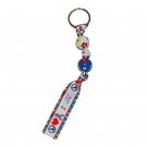 *New*- Hand-painted Autism Awareness Lots of Flowers Grosgrain Ribbon Keychain