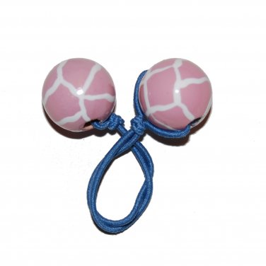 Handpainted Pink Giraffe Animal Print Hair Accessory Ponytail