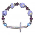 Hand-Painted Sideways Cross Pancreatic Cancer Awareness Stretch Bracelet