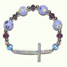 Hand-Painted Sideways Cross Pancreatic Cancer Awareness Stretch Bracelet