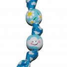 Handpainted Smiling Clouds & Flowers Blue Teacher Keychain
