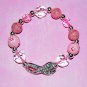Hand-Painted Sideways Pink Cancer Awareness rhinestone ribbon  Stretch Bracelet