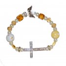 Hand-Painted Sideways Cross Childhood Cancer Awareness Stretch Bracelet