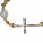 Hand-Painted Sideways Cross Childhood Cancer Awareness Stretch Bracelet