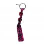 Handpainted Hot Pink Flower Grosgrain Ribbon Keychain