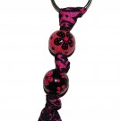 Handpainted Hot Pink Flower Grosgrain Ribbon Keychain