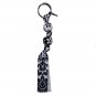 Handpainted Black & White Flower Grosgrain Ribbon Keychain