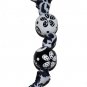 Handpainted Black & White Flower Grosgrain Ribbon Keychain