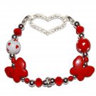 Hand-Painted My Heart Flutters for You Butterfly Love Stretch Bracelet