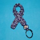 Handpainted Purple Pancreatic Alzheimer's Camo Ribbon Awareness Paracord Keychain
