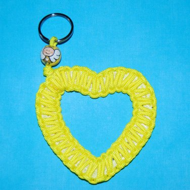 Handpainted Angel Pediatric Cancer Awareness Ribbon Heart Paracord Keychain