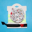 Doodle Puppy Dog Handmade Flower Foe Elastic Headband & Matching Hair Tie