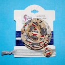 Sock Monkey Handmade Flower Foe Elastic Headband & Matching Hair Tie