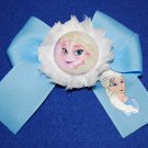 Handpainted Elsa Character grosgrain Ribbon Large Bow Hair Clip