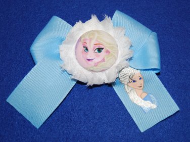 Handpainted Elsa Character grosgrain Ribbon Large Bow Hair Clip