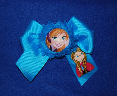 Handpainted Anna Character Grosgrain Ribbon Large Bow Hair Clip